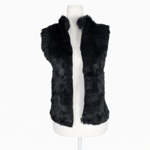 Sisters, Real Rabbit Fur and Wool Blend Black Vest Womens Larger Classic  Y2K